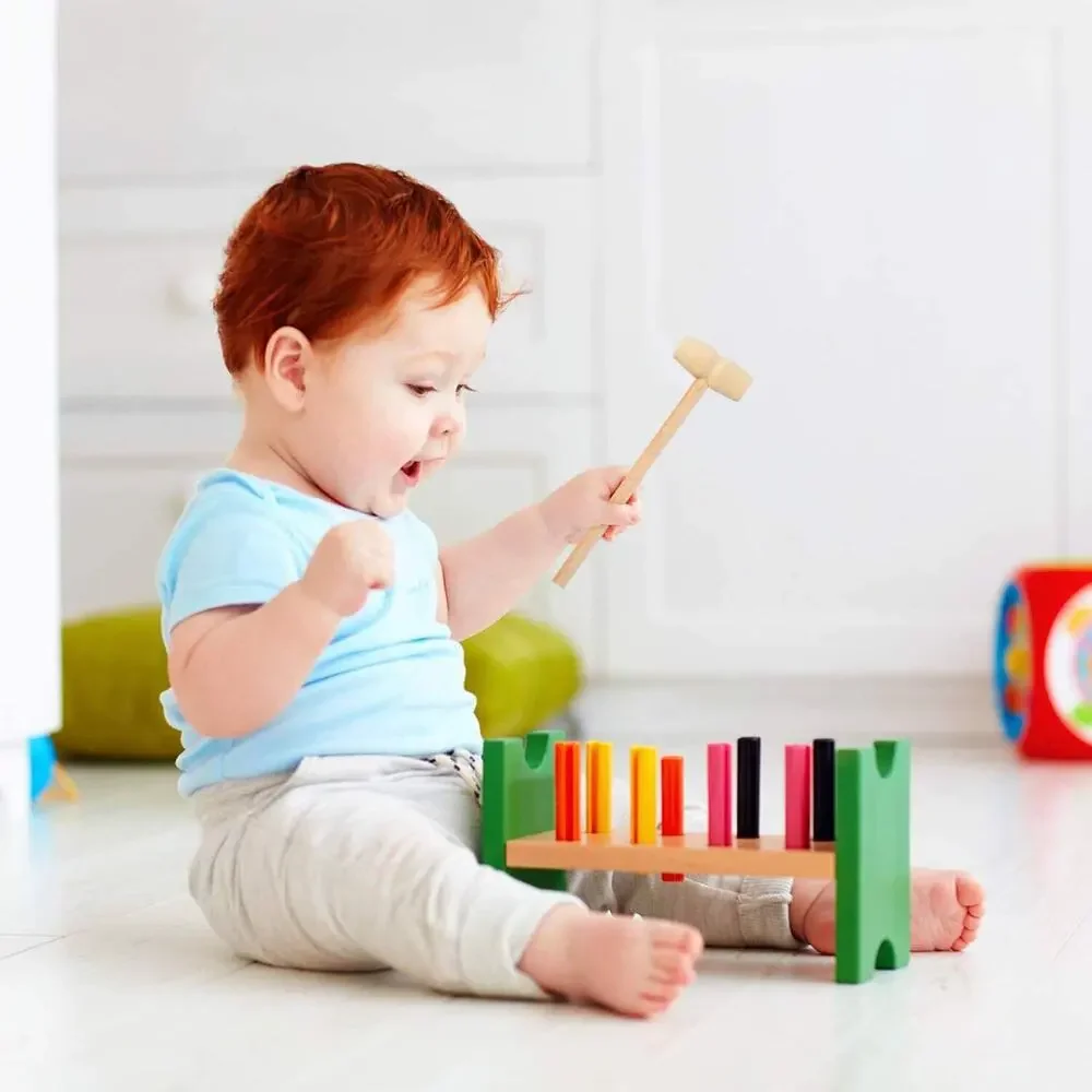 18 pcs Wooden Mini Hammers Multi-Purpose Natural Wood Hammer for Kids Toys Crab